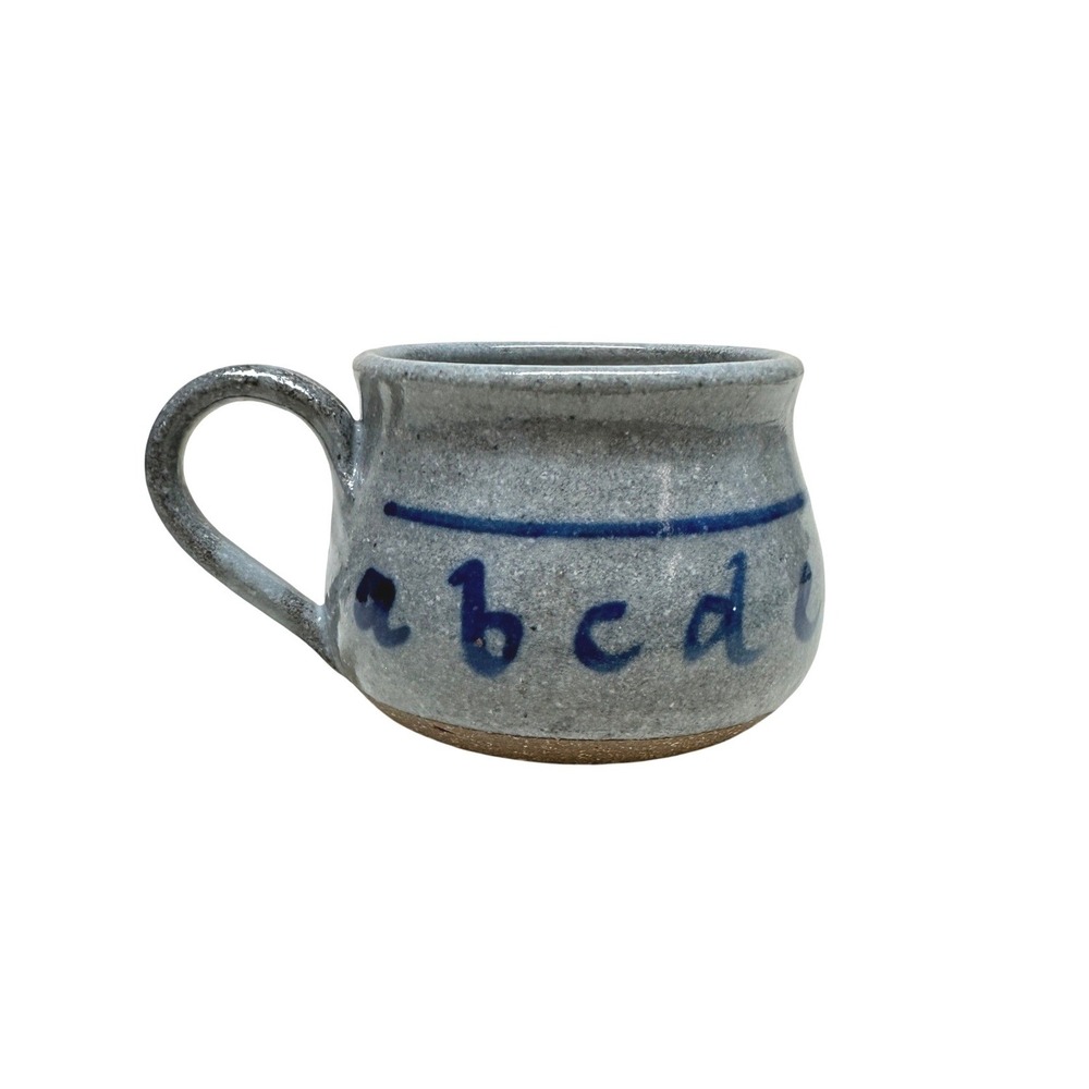 Old Corner Pottery ABC Alphabet Kids Mug Waterboro Maine Ceramic Vtg Handmade